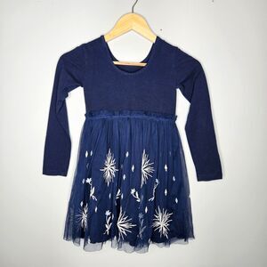 HANNA ANDERSSON x Disney Dress Girls 6/7 Navy Blue Tulle Long Sleeve Frozen